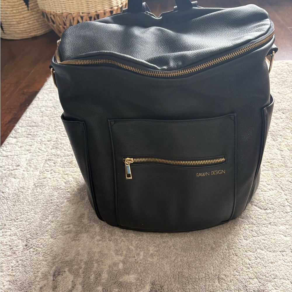 Fawn Design Black Baby Bag with Gold Accents